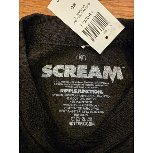 Scream Sydney Prescott Crewneck Mens Sz M Black Ripple Junction Hot TopicNEW - Picture 3 of 7